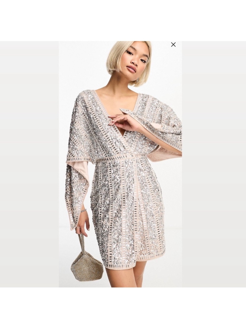 Starlet Sequin Beaded Mini Dress in Pink & Silver Size 4 NWT